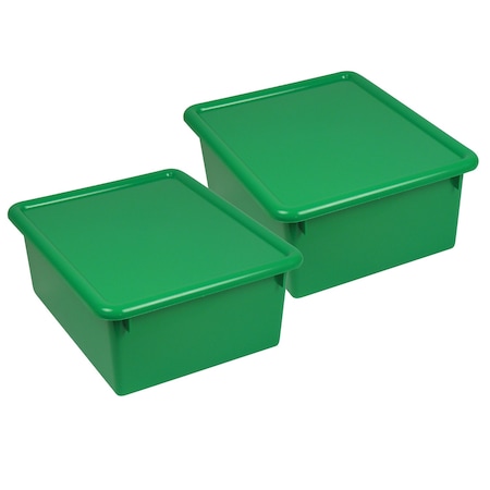 Romanoff Storage Bin, Green, 6 in H, 10-1/2 in W, 13 in L, 2 PK ROM16005